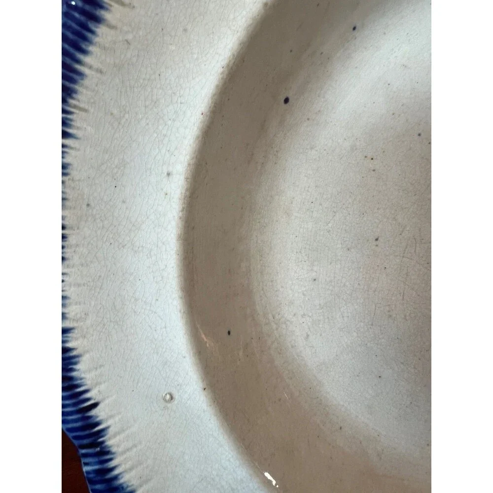 Antique Clews Warranted Staffordshire Flow Blue Bowl Shell Feather Edge